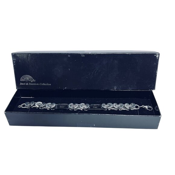 Vintage Chunky Stainless Steel Woman's Byzantine Box Link Bracelet 8” (5919) - Picture 7 of 7